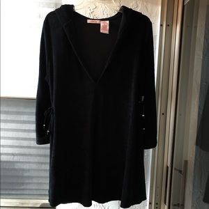 NWT RAVIYA BLACK V NECK TERRY HOODIE SWIMSUIT COVERUP XL